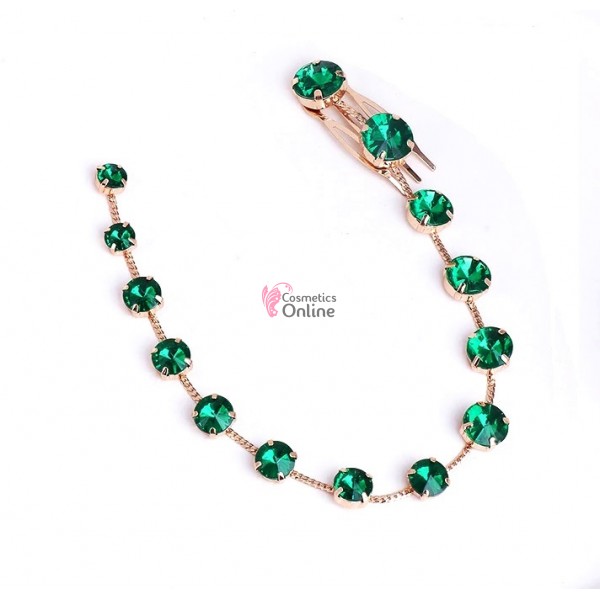 Accesoriu pentru par cu pini ACS03 cu Strasuri Verde